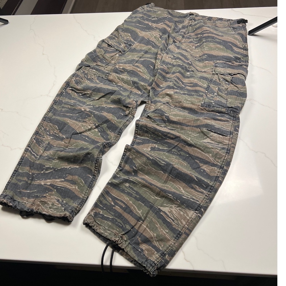 Tiger Stripe Camo Cargo Pants Mens Large Regular Ripstop Military baggy cargo